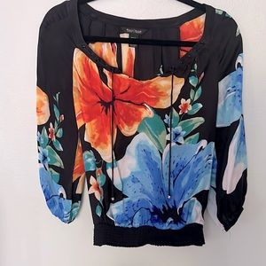WHBM 100% silk floral blouse